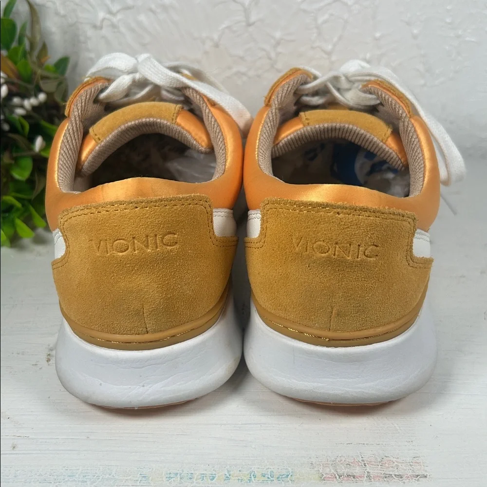 Vionic Nana Satin Orange White Women's Sneakers Suede Satin Athletic Shoe Size 7